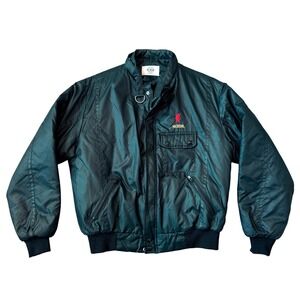 Vintage Michelob Beer Bomber Jacket Mens‎ L Black Made in USA Zip Up